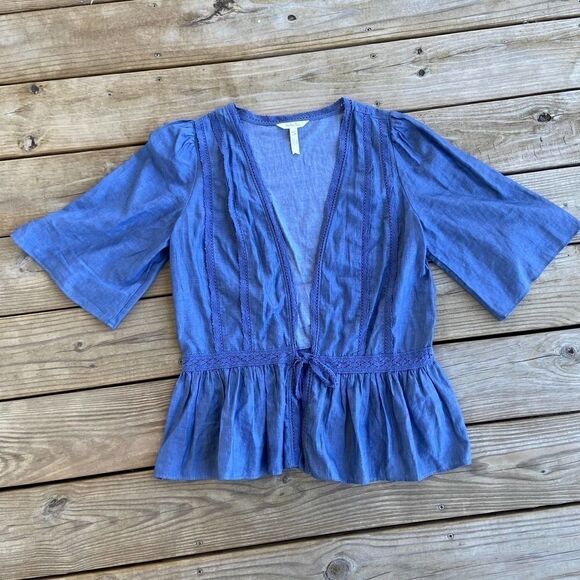 Matilda Jane Hour By Hour Chambray Tie Cardigan Small - Picture 1 of 3